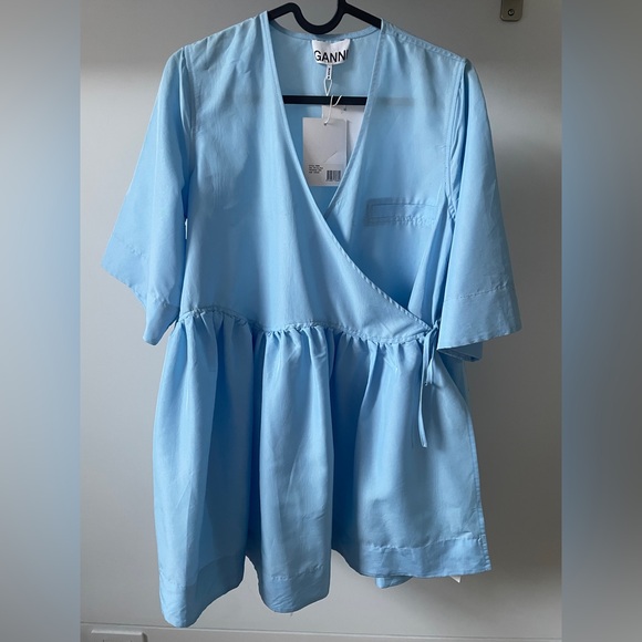 Ganni Tafetta Mini Wrap Dress - Picture 11 of 12